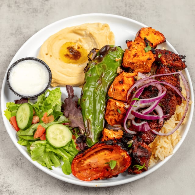 Combo plate chicken\beef for one.